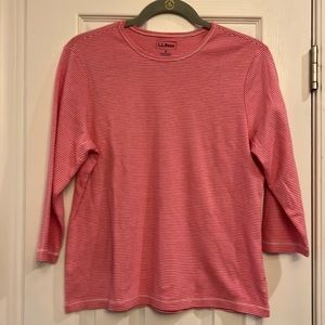 Pink and white striped 3/4 sleeve shirt